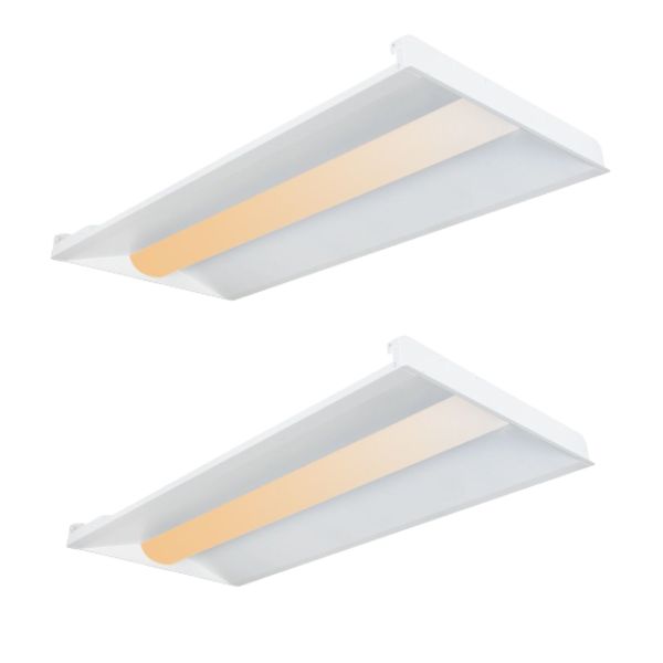 2x4 Ft. Premium Eco LED Troffer Lights - 34W/38W/45W  Power Adjustable and Tunable CCT 3500K/4000K/5000K - UL & DLC Listed, with0-10V Dimmable LED Office Lighting